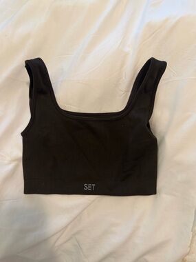 Set Active Women's Brown Ribbed Crop Bralette